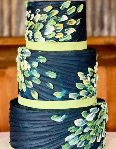 Navy and Sage Buttercream Petals Wedding Cake