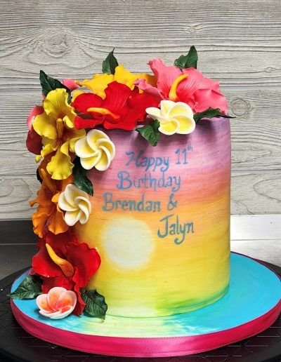 Tropical Hibiscus Sunset Cake